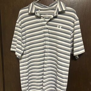Under Armour Men's Polo Shirt in Gray and White Stripes